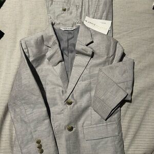 NWT Janie and Jack Light Gray boys linen Suit